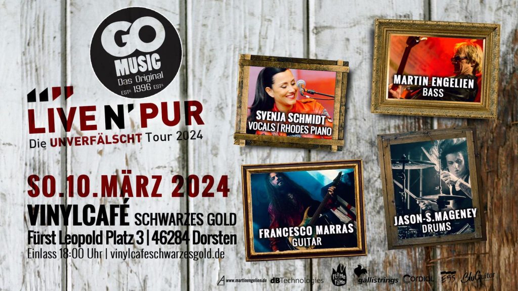 Die Dorstenerin Svenja Schmidt ist zu Gast mit der Band GO Music im Vinylcafe Dorsten mit der UNVERFÄLSCHT Tour 2024.